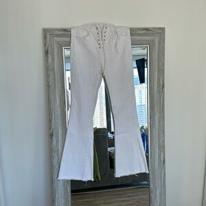 White flare jeans